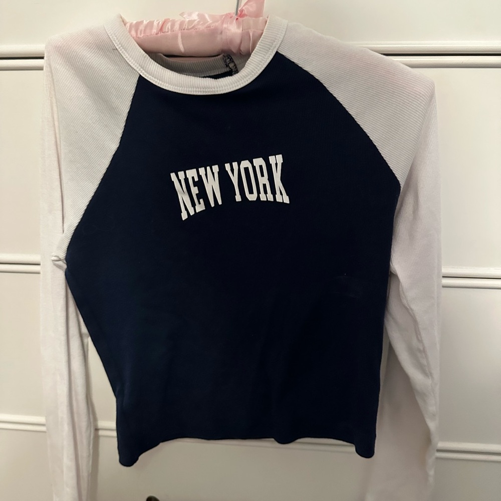 New York Navy and White Long Sleeve Shirt